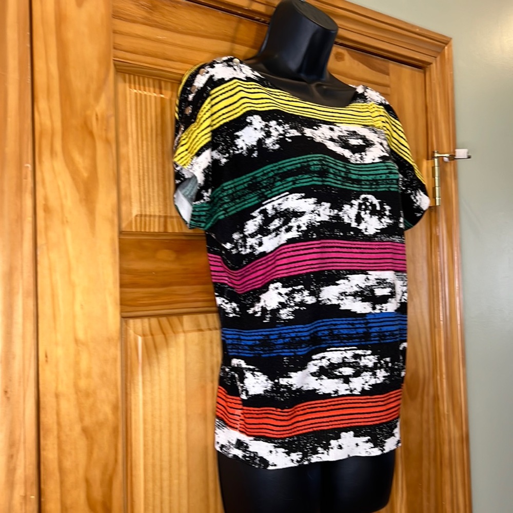 Joseph A. Abstract Print With Vivid Colorblock Sh… - image 2